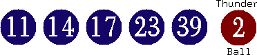 11 14 17 23 39 (02)
