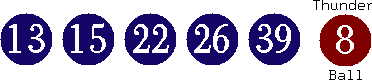 13 15 22 26 39 (08)