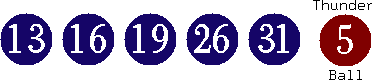 13 16 19 26 31 (05)