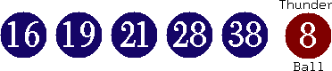 16 19 21 28 38 (08)