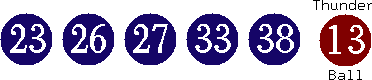 23 26 27 33 38 (13)