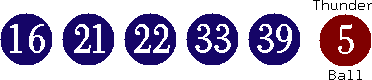 16 21 22 33 39 (05)