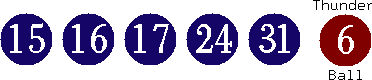 15 16 17 24 31 (06)