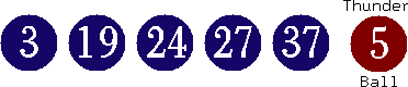 03 19 24 27 37 (05)