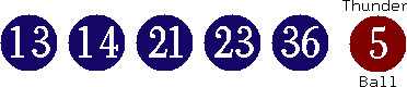 13 14 21 23 36 (05)