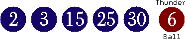 02 03 15 25 30 (06)