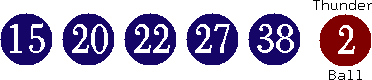 15 20 22 27 38 (02)