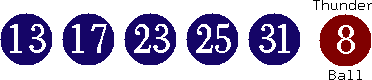 13 17 23 25 31 (08)