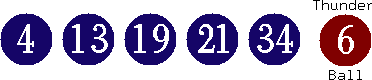 04 13 19 21 34 (06)