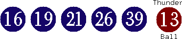 16 19 21 26 39 (13)