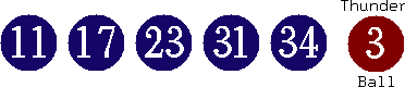 11 17 23 31 34 (03)