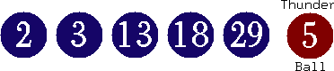 02 03 13 18 29 (05)