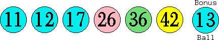 11 12 17 26 36 42 (13)