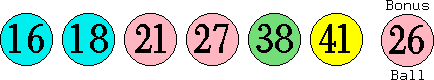 16 18 21 27 38 41 (26)
