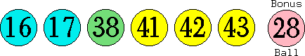 16 17 38 41 42 43 (28)