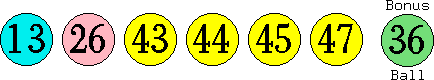 13 26 43 44 45 47 (36)