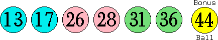 13 17 26 28 31 36 (44)