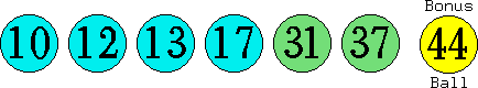 10 12 13 17 31 37 (44)