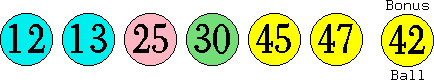 12 13 25 30 45 47 (42)