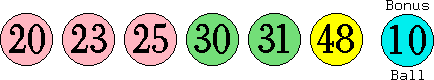 20 23 25 30 31 48 (10)
