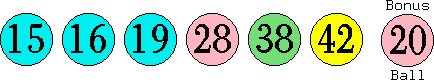 15 16 19 28 38 42 (20)
