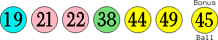 19 21 22 38 44 49 (45)