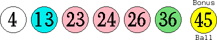 04 13 23 24 26 36 (45)