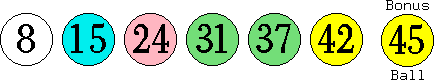 08 15 24 31 37 42 (45)