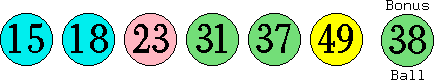15 18 23 31 37 49 (38)