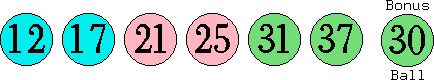 12 17 21 25 31 37 (30)