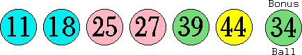 11 18 25 27 39 44 (34)