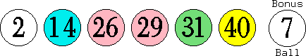 02 14 26 29 31 40 (07)