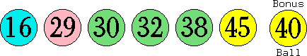 16 29 30 32 38 45 (40)