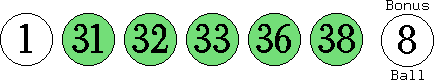 01 31 32 33 36 38 (08)