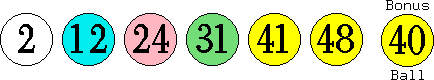 02 12 24 31 41 48 (40)