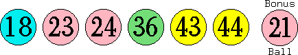 18 23 24 36 43 44 (21)