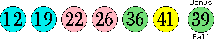 12 19 22 26 36 41 (39)