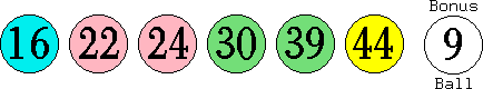 16 22 24 30 39 44 (09)