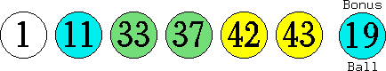 01 11 33 37 42 43 (19)
