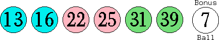 13 16 22 25 31 39 (07)