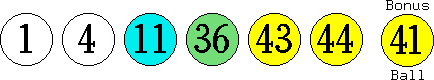 01 04 11 36 43 44 (41)