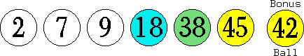 02 07 09 18 38 45 (42)