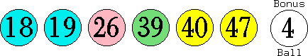 18 19 26 39 40 47 (04)
