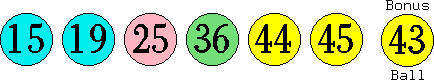 15 19 25 36 44 45 (43)