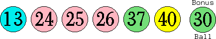 13 24 25 26 37 40 (30)