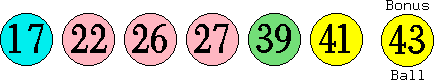 17 22 26 27 39 41 (43)