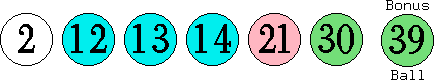 02 12 13 14 21 30 (39)