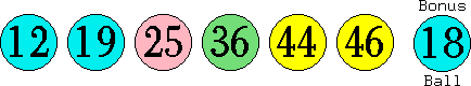 12 19 25 36 44 46 (18)