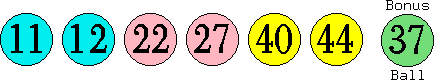 11 12 22 27 40 44 (37)