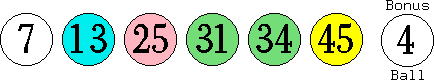 07 13 25 31 34 45 (04)